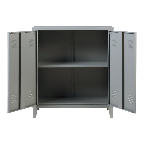 Casier de bureau métallique Oripää à 2 portes 90 x 80 x 33 cm gris foncé [en.casa]