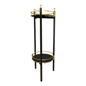 Support de plantes Oulainen à 2 niveaux métal 79 x 28 x 28 cm noir or [en.casa]