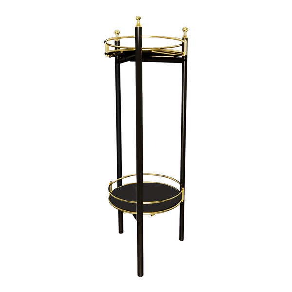 Support de plantes Oulainen à 2 niveaux métal 79 x 28 x 28 cm noir or [en.casa]