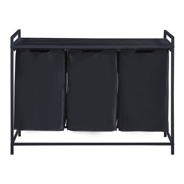 Mobile Portabiancheria Saltvik Sacchi Rimovibili Capienza 3x 45 L - Nero [en.casa] 