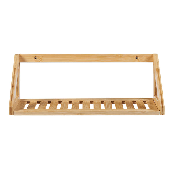 Set Gjerdrum di 2 Mensole da Muro con Piani a Doghe - Bambù Naturale [en.casa] 