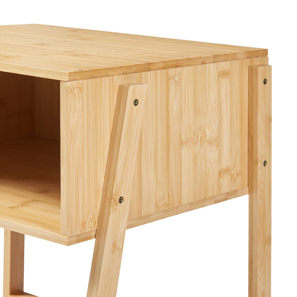 Table d'appoint Håbo avec 2 étagères bambou 50 x 45 x 36 cm naturel [en.casa]