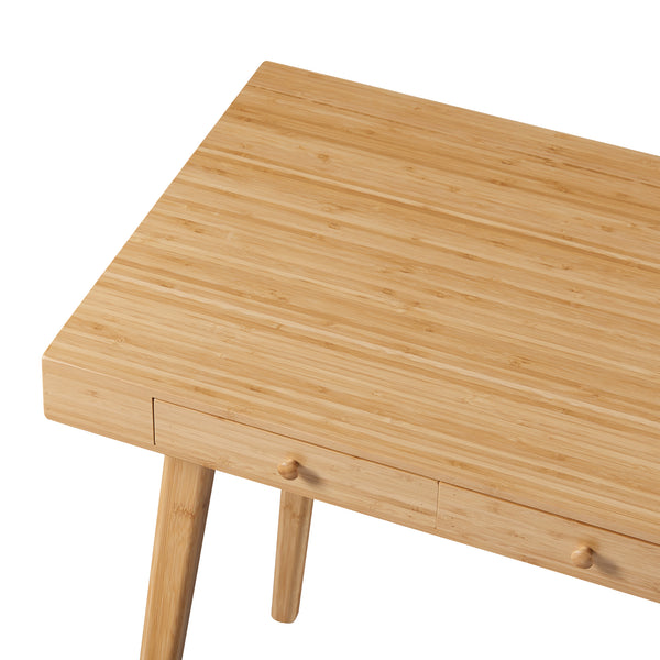 Bureau Hässleholm avec 3 tiroirs bambou 100 x 50 x 75 cm naturel [en.casa]
