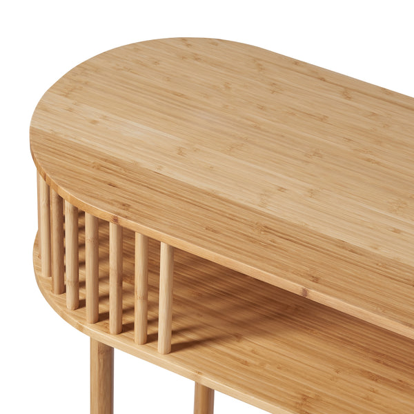 Table console Pomarkku avec étagère bambou 120 x 39 x 85 cm naturel [en.casa]