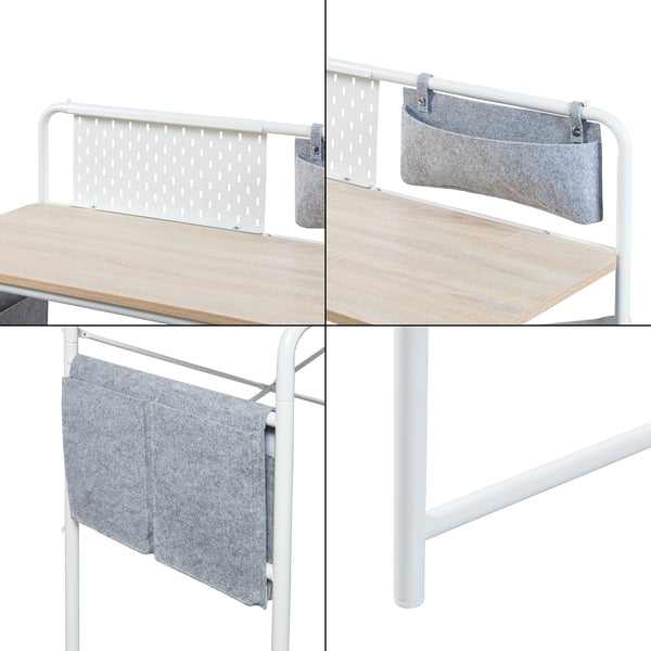 Bureau Dyrøy 98 x 98 x 46 cm blanc effet chêne gris [en.casa]
