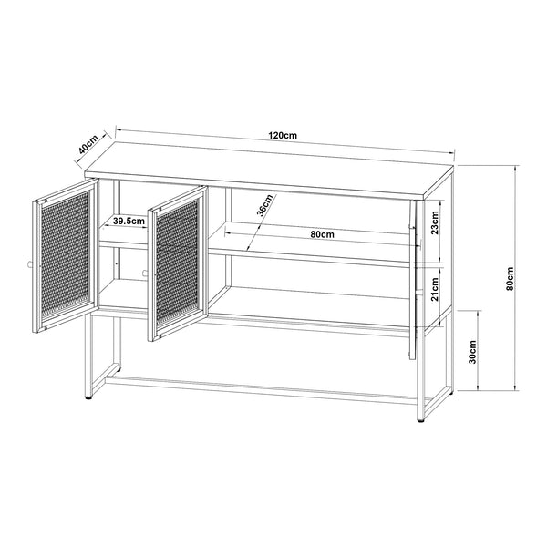 Buffet Sund acier 120 x 40 x 80 cm gris [en.casa]