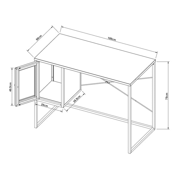 Bureau Sund acier 75 x 100 x 50 cm gris [en.casa]