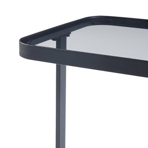 Set de 2 tables basses gigognes Laxå de tailles différentes verre trempé de 4 mm métal noir [en.casa]
