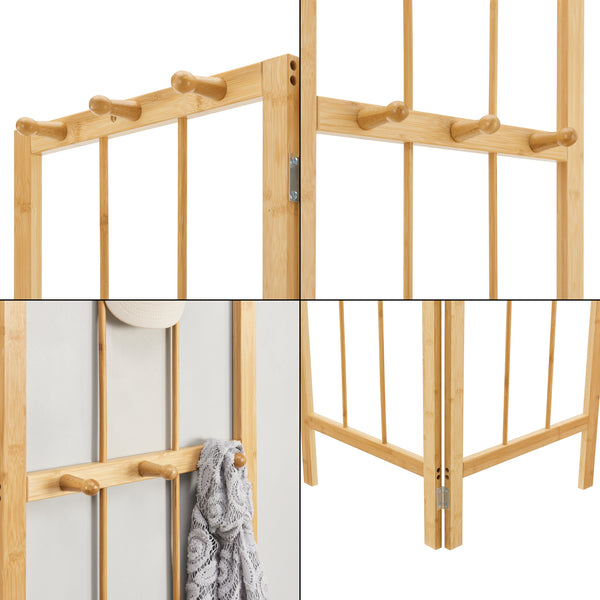 Portemanteau pliable Hyllestad bambou 166 x 92 x 8 cm naturel [en.casa]