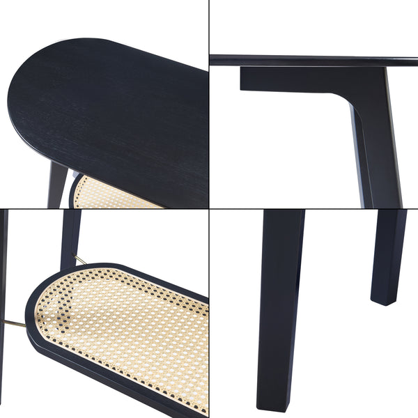 Table console Taivalkoski bambou 100 x 35 x 80 cm noir effet rotin [en.casa]