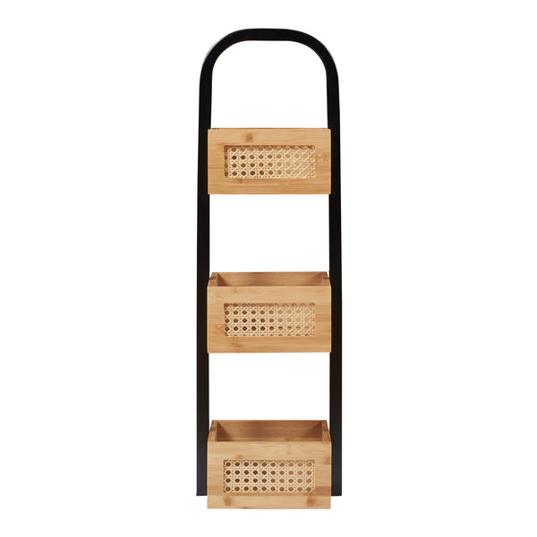 Badezimmerregal Tervola 73x23x19 cm Schwarz/Bambus [en.casa]