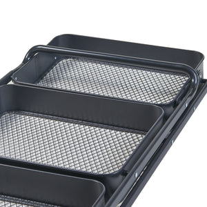 Carrello di Servizio Vörå con 3 Contenitori Telaio Pieghevole - Nero [en.casa]
