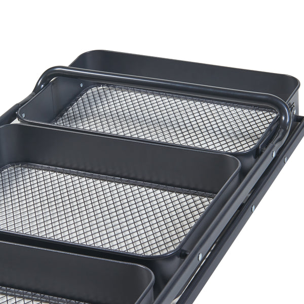 Carrello di Servizio Vörå con 3 Contenitori Telaio Pieghevole - Nero [en.casa]