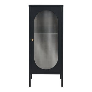 Armadietto a Vetrata Karlskrona in Acciaio 102x43x40 cm Nero [en.casa] 