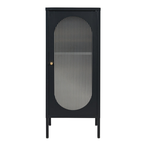 Armadietto a Vetrata Karlskrona in Acciaio 102x43x40 cm Nero [en.casa] 