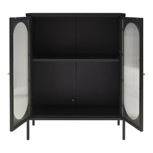 Buffet Karlskrona acier verre 102 x 80 x 40 cm noir [en.casa]


