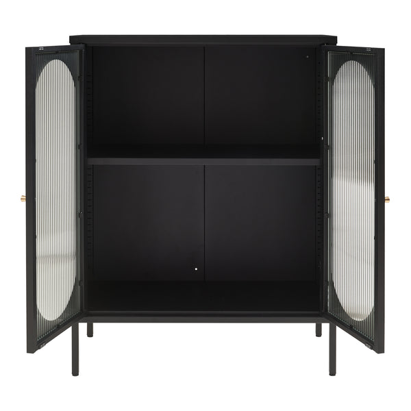 Buffet Karlskrona acier verre 102 x 80 x 40 cm noir [en.casa]

