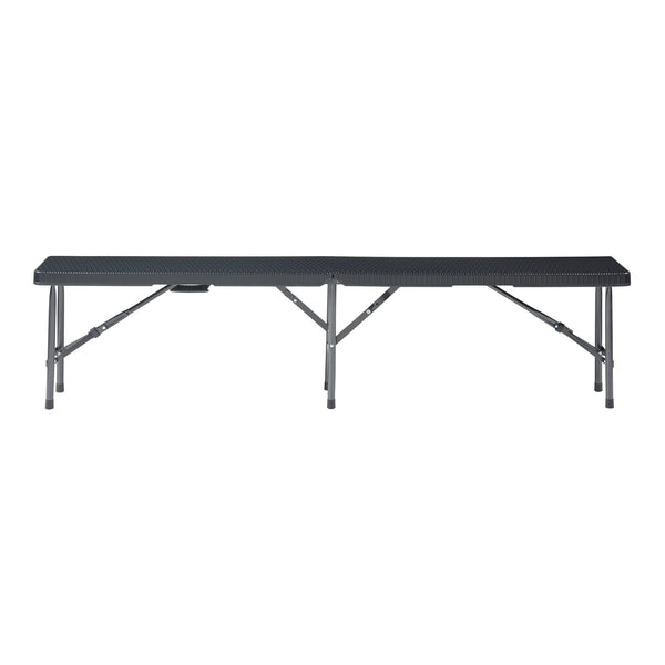 Lot de 2 bancs de camping pliables Mark 180 x 25 x 43 cm effet rotin noir [en.casa]