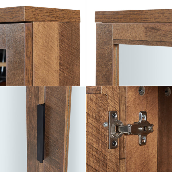 Spiegelschrank Namsskogan 50x60x15cm Walnussoptik [en.casa]