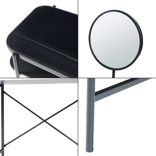 Schminktisch Hjelmeland mit Spiegel 129x80x44 cm Schwarz [en.casa]