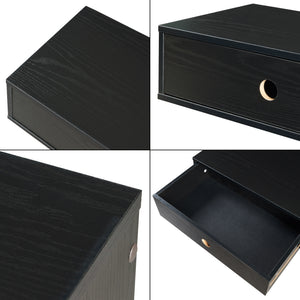 Mensola da Parete Stor con Cassetto Integrato e Ripiano Laterale - Nero [en.casa]