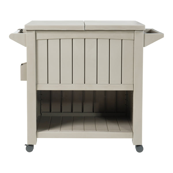 Chariot de service avec glacière Arsita 102 x 47 x 87 cm beige aspect bois casa.pro