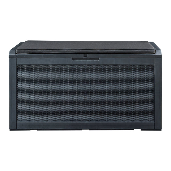 Coffre de jardin Atella 122 x 55 x 65 cm noir effet rotin casa.pro