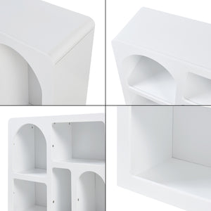 Consolle Rettangolare Vågå con 6 Scomparti Geometrici 110x30x70 cm Bianco [en.casa]
