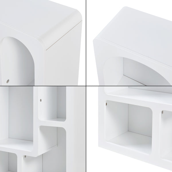 Scaffale Basso Vågå con 4 Scomparti Geometrici 80x60x24 cm Bianco [en.casa] 