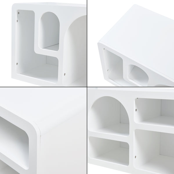 Meuble TV Vågå 140 x 40 x 48 cm blanc [en.casa]
