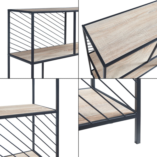 Konsolentisch Övertorneå 100x30x75 cm Schwarz/Eiche [en.casa]