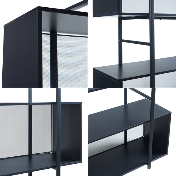Étagère autoportante Randaberg 180 x 180 x 33 cm noir [en.casa]