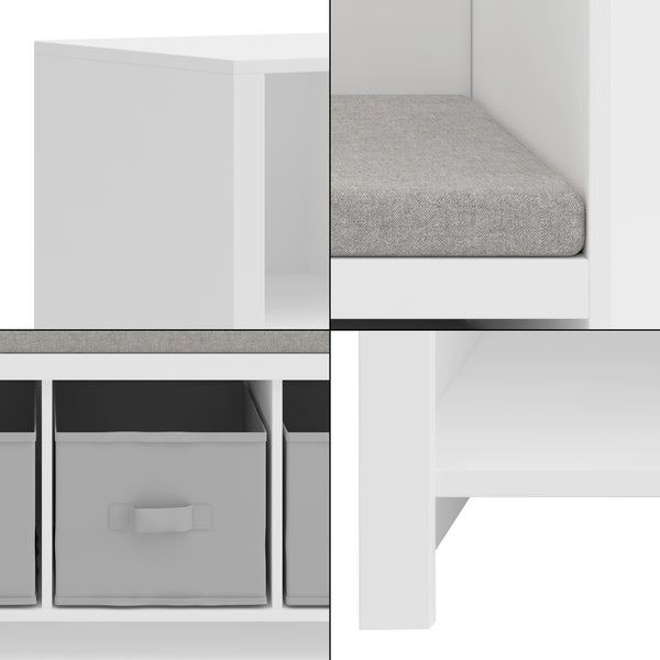 Scaffale per Cameretta Høylandet con Panca Scomparti e Scatole 76 x 112 x 40 cm [en.casa]