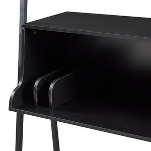 Schreibtisch Storfjord mit Leiterregal 184x80x40cm Schwarz [en.casa]