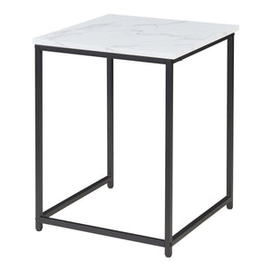 Lot de 3 tables basses gigognes Trollhättan noir effet marbre blanc [en.casa]