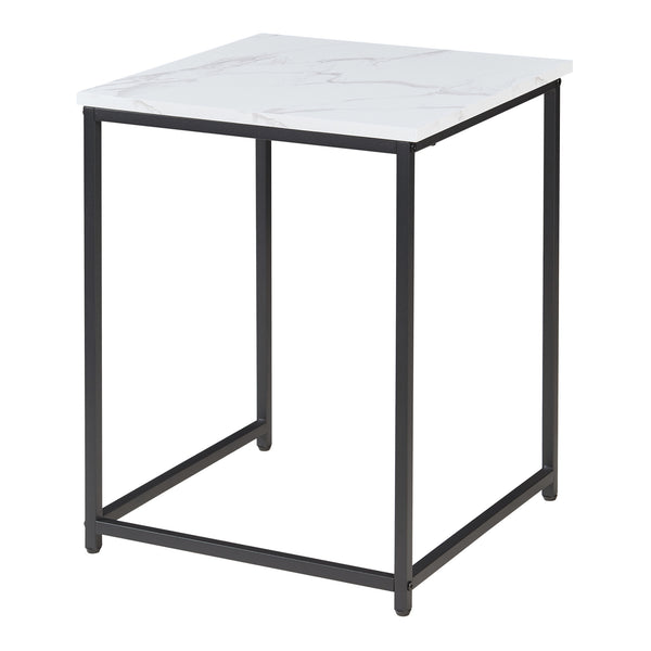 Lot de 3 tables basses gigognes Trollhättan noir effet marbre blanc [en.casa]