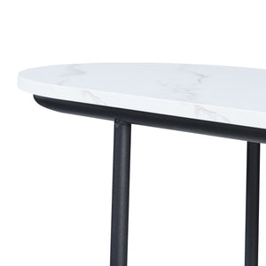 Tavolo a Consolle Nordfron con Piano Ellittico 120 x 40 x 75 cm - Effetto Marmo Bianco [en.casa]