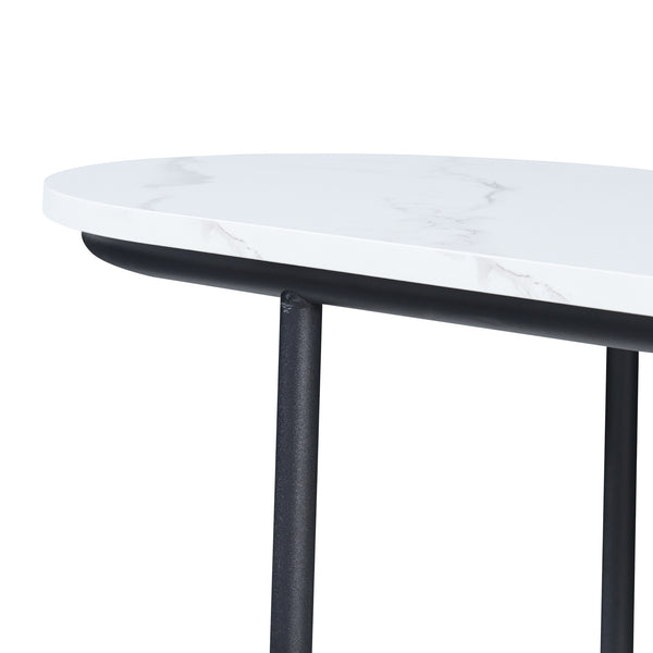 Tavolo a Consolle Nordfron con Piano Ellittico 120 x 40 x 75 cm - Effetto Marmo Bianco [en.casa]