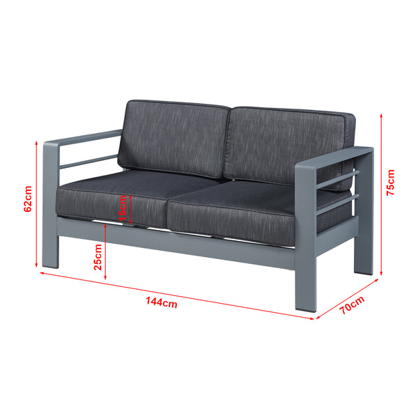 Salon de jardin 2 pièces Avise table basse avec canapél anthracite gris foncé casa.pro