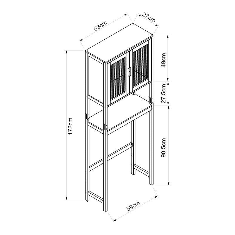 Schizzo in scala Armadietto Sopra Gabinetto Lavatrice Tervola Mobile Sovrastruttura per Bagno 172x63x27 cm [en.casa] 