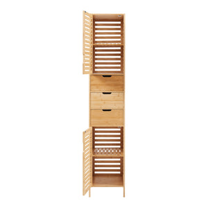 Meuble colonne de salle de bain Boksereys bambou 180 x 35 x 35 cm [en.casa]