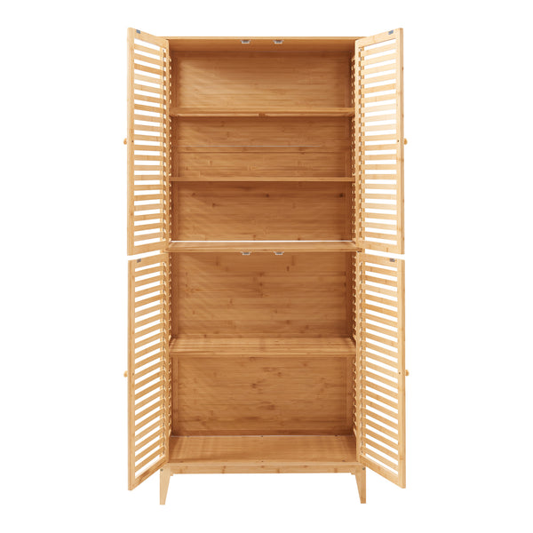 Armadio Alto Raurgela Multiuso Mobile da Terra per Bagno Cucina 180 x 80 x 40 cm - Bambù Naturale [en.casa]