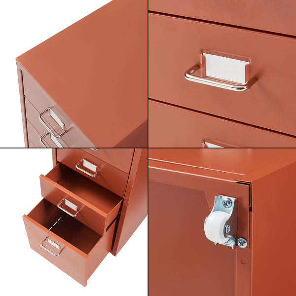 Cassettiera Kökar in Acciaio Mobile Archivio con 5 Cassetti e Rotelle - Vari Colori [en.casa] 