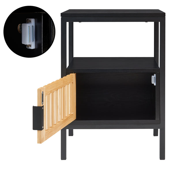 Table de chevet Luniehti 58 x 40 x 33 cm noir naturel [en.casa]