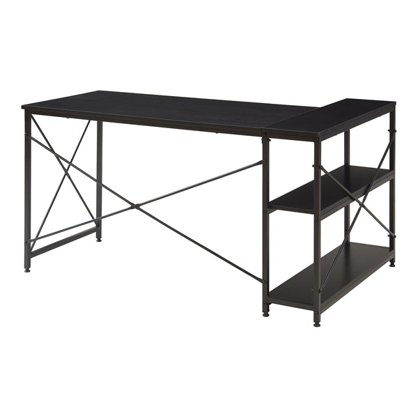 Scrivania Angolare Raundsvalt Tavolo a L con Laterale Reversibile 137x88x75 cm Nero [en.casa]