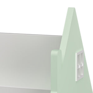 Carrello Porta Libri Vipsali per Cameretta Design a Casetta 50x33x34 cm Menta Verde / Bianco [en.casa] 