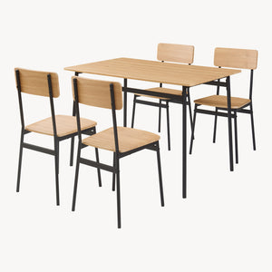 Set da Pranzo Pollenev Tavolo con Piano 100x70 cm e 4 Sedie - Effetto Rovere / Nero [en.casa] 