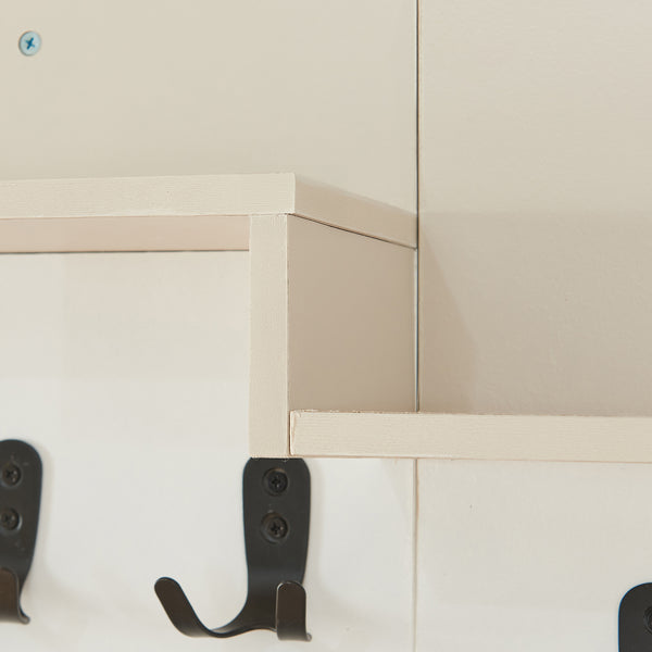 Appendiabiti a Parete Botaruvn con Ripiani e Ganci Doppi 34 x 59 x 13 cm - Beige / Bianco [en.casa]