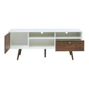 Meuble TV Vare 165 x 40 x 66 cm blanc effet noyer [en.casa]