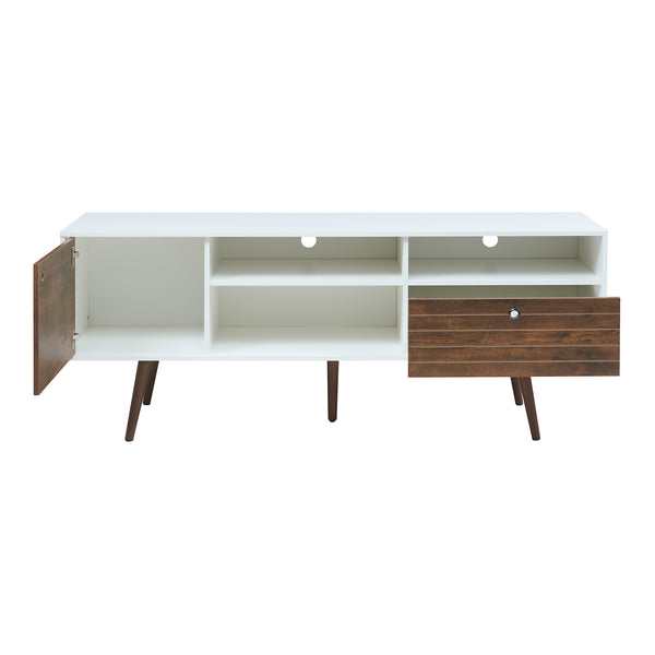 Meuble TV Vare 165 x 40 x 66 cm blanc effet noyer [en.casa]